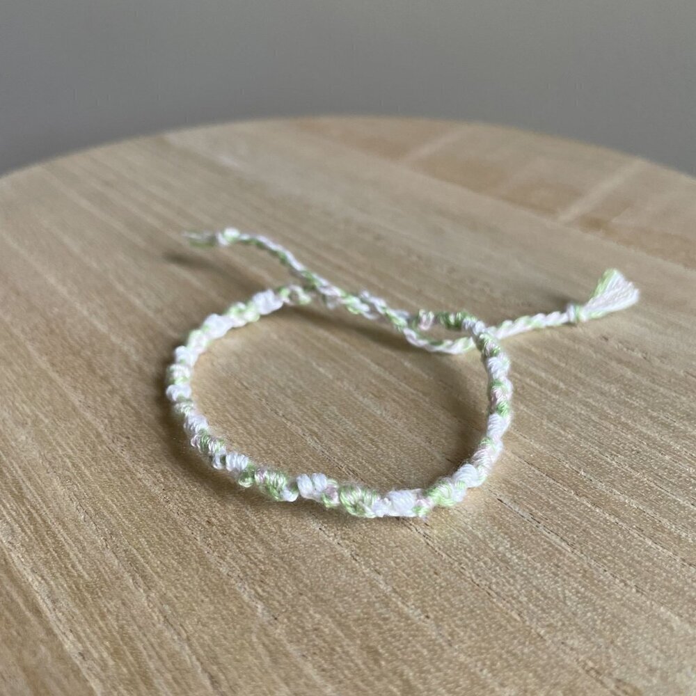 Bronte Bracelet, anklet, trendy, comfortable, tie, embroidery thread, woven, gif